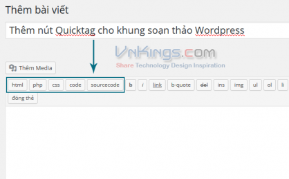 Thêm nút Quicktag cho khung soạn thảo WordPress